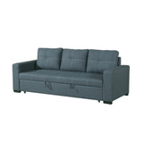 ZUN 3 Seats Polyfiber Convertible Sleeper Sofa, Blue Grey B01682375