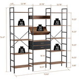ZUN Triple Wide 5 Tier Bookshelf,Tall Bookcase with 14 Open Display Shelves 56408178