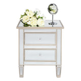 ZUN Modern and Contemporary Mirrored 2-Drawers Nightstand Bedside Table Silver Rose 47380220