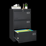 ZUN Filing Cabinet Lateral File Cabinet 3 Drawer, Blcak Locking Metal File Cabinets Three Drawer, Office W1247118742