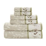 ZUN Embroidered Cotton Jacquard 6 Piece Towel Set B03598778