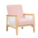 ZUN [EAT 3.10]Mid-Century Armchair Rattan Mesh Upholstered Accent Chair,Teddy Short Plush Particle WF300568AAH