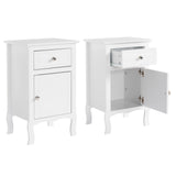 ZUN FCH 2pcs 40*30*63cm Country Style MDF Spray Paint Curved Feet One Draw One Door Night Table White 50783741