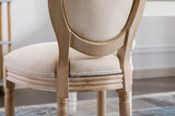 ZUN French Style Solid Wood Frame Linen Fabric Tufted Upholstered Oval Back Dining Chair,Set of 2,Cream W1622113263