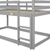 ZUN Twin over Twin Loft Bed with Roof Design, Safety Guardrail, Ladder, Grey W50446267