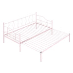 ZUN Twin Size Metal Daybed with Trundle, Daybed with Slat No Box required Pink MF296396AAH
