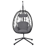 ZUN Egg Chair with Stand Indoor Outdoor Swing Chair Patio Wicker Hanging Egg Chair Hanging Basket Chair W874106468