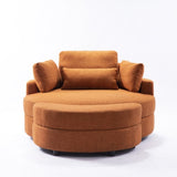 ZUN Large round chair with storage linen fabric for living room hotel with cushions W2272142173