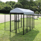 ZUN Dog Kennel with Roof Cover Heavy Duty Dog Crate for Medium and Large-sized Dogs, Black W2181P153134