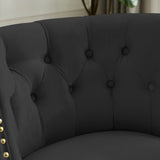 ZUN black armchair with ottoman W58864883