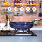 ZUN Frying Pan Sets Non Stick 3Pieces, Blue 3D Diamond Cookware, 20/24cm Frying Pan, 18cm Saucepan 86581729