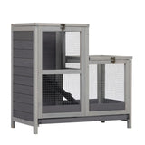 ZUN Tier Wood Hamster Cage, Pet Habitat with Run, Pull-Out Tray, Ramp, Hutch for Small Animals Guinea W2181P152974
