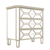 ZUN Elegant Mirrored 3-Drawer Chest with Golden Lines Storage Cabinet for Living Room, Hallway, Entryway WF302315AAN