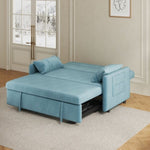 ZUN Sofa Pull Out Bed Included Two Pillows 54" Velvet Sofa for Small Spaces Teal W1278125094
