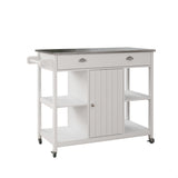 ZUN Stainless steel countertop white Kicthen cart W28242471