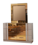 ZUN Lorenzo Gold Detailed Mirror made with Wood in Gray B00957545