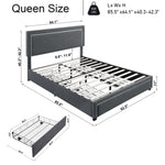 ZUN Upholstered Queen Size Platform Bed with LED Lights, Storage Bed with 4 Drawers, Gray color fabric W1998121309