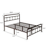 ZUN Queen Size Metal Platform Bed Frame with Victorian Style Wrought Iron-Art Headboard/Footboard W1716132855