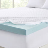 ZUN Hypoallergenic 3" Cooling Gel Memory Foam Mattress Topper with Removable Cooling Cover B03595142