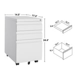 ZUN Metal Filling Cabinets for Office Home, Rolling Mobile File Cabinets for Legal Letter 12797988