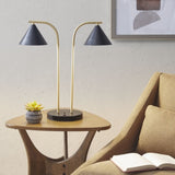 ZUN 2-Light Metal Table Lamp with Chimney Shades B03596584