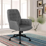 ZUN Techni Mobili Modern Upholstered Tufted Office Chair with Arms, Grey RTA-2024-GRY
