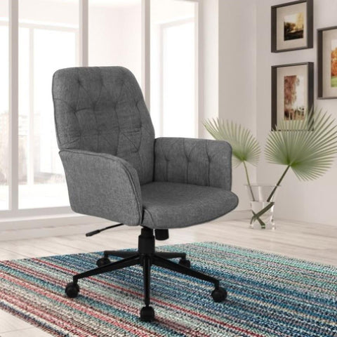 ZUN Techni Mobili Modern Upholstered Tufted Office Chair with Arms, Grey RTA-2024-GRY