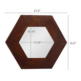 ZUN 18.5" x 18.5" Hexagon Mirror with Solid Wood Frame, Wall Decor for Living Room Bathroom Hallway, W2078133975