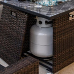 ZUN 30inch Outdoor Fire Table Propane Gas Fire Pit Table with Lid Gas Fire Pit Table with Glass Rocks W85343034