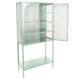 ZUN Elegant Floor Cabinet with 2 Glass Arched Doors Living Room Display Cabinet with Adjustable Shelves W1673127683