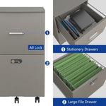 ZUN File cabinet with two drawers with lock,Hanging File Folders A4 or Letter Size, Small Rolling File W67943145