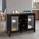 ZUN Transparent Double Door with X-shaped Wine Rack Sideboard Entrance Cabinet Brown 05005963