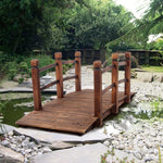 ZUN Arch Bridge Small Wooden Bridge Courtyard Outdoor Anticorrosive Wood Landscape Bridge Carbonization 45184296