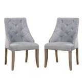 ZUN Set of 2 Flannelette Upholstered Dining Side Chair in Silver and Light Gray B016P156209