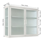 ZUN Retro Style Haze Double Glass Door Wall Cabinet With Detachable Shelves for Office, Dining W1673123588