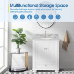 ZUN 30'' Bathroom Vanity with Carrara Natural Marble Top and Backsplash, Bathroom Storage Cabinet with W1059P155206