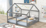 ZUN Twin Size House Platform Beds,Two Shared Beds, Gray WF296300AAE