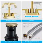 ZUN Bathroom Faucet 2 Handle 4 Inch Centerset Bathroom Sink Faucets 3 Hole with Pop Up Drain and Water 20967183