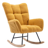 ZUN Rocking Chair Pocket, Soft Teddy Fabric Rocking Chair for Nursery, Comfy Wingback Glider Rocker W137294658