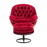 ZUN Accent chair TV Chair Living room Chair with Ottoman- DARK RED W67641176