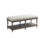ZUN Tufted Accent Bench with Shelf B03548987