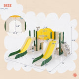 ZUN Kids Slide Playset Structure 7 in 1, Freestanding Spaceship Set with Slide, Arch Tunnel, Ring Toss PP322884AAL