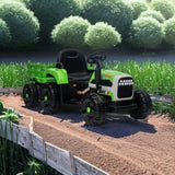 ZUN Ride on Tractor with Trailer,12V Battery Powered Electric Tractor Toy w/Remote Control,electric car W1396104249
