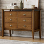 ZUN Mid Century Modern Wood 6-Drawer Dresser Storage Cabinet for Bedroom,Living Room,Rubberwood WF308316AAD