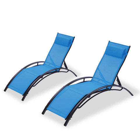 ZUN 2PCS Set Chaise Lounges Outdoor Lounge Chair Lounger Recliner Chair For Patio Lawn Beach Pool Side 50708283