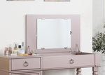 ZUN Bedroom Vanity Set w Stool Open Up Mirror Storage Space Drawers Rubber wood Ring Pull Handles Rose B011113338