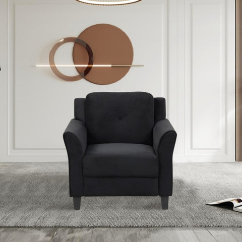 ZUN Fashionable living room sofa single seat, black fabric W1927113271
