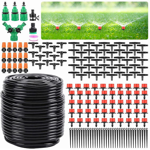 ZUN Garden Drip Irrigation Kit, 164 ft/50 m Greenhouse Micro Automatic Drip Irrigation System Kit with 12357238
