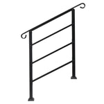 ZUN Handrails for Outdoor Steps, Wrought Iron Handrail Fits 1 or 3 Steps, Transitional Handrail with 09218958