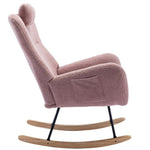 ZUN 35.5 inch Rocking Chair with Pocket, Soft Teddy Fabric Rocking Chair for Nursery, Comfy Wingback W1372105258